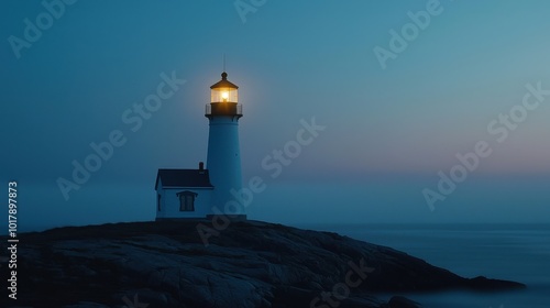 Wallpaper Mural Haunted lighthouse on a rocky shore, ghostly light Torontodigital.ca
