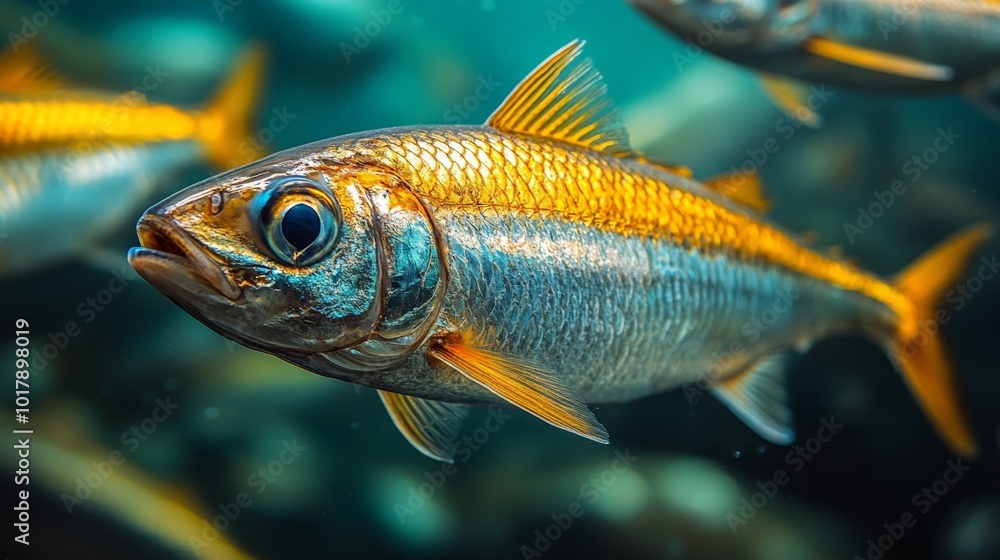 Close-Up Capture of a Herring Underwater Close-Up Capture of a Herring Underwater