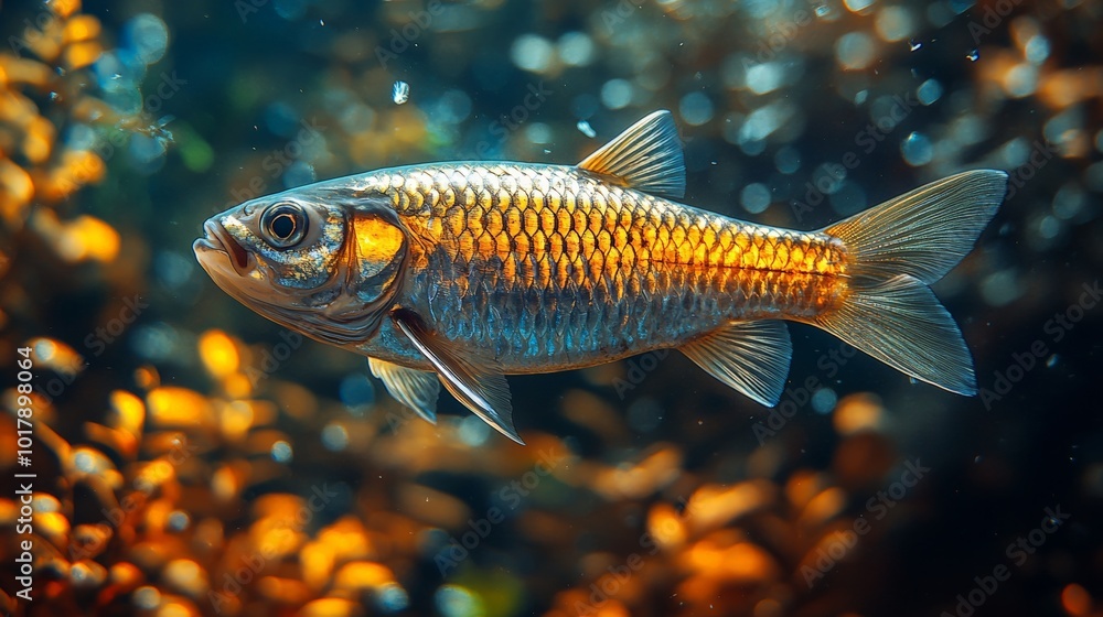 Close-Up Shot of Herring Underwater Scene Close-Up Shot of Herring Underwater Scene