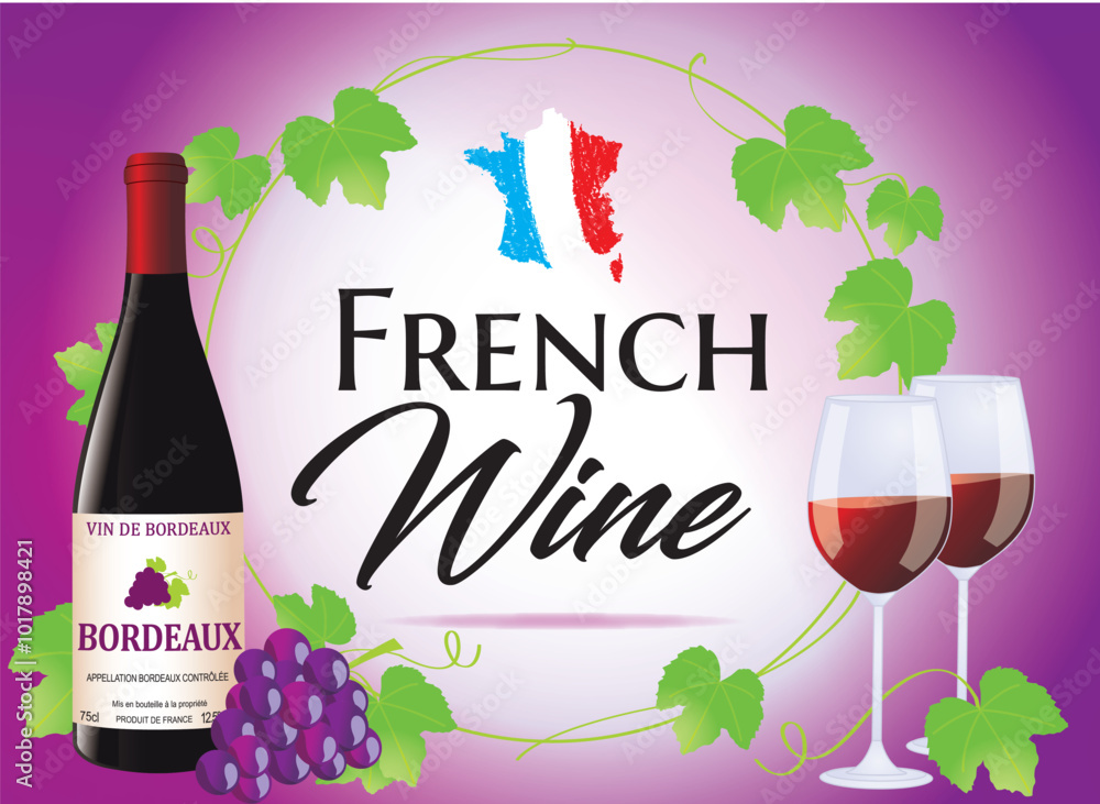 FRENCH WINE - GRAPE AND VINE LEAVES 2