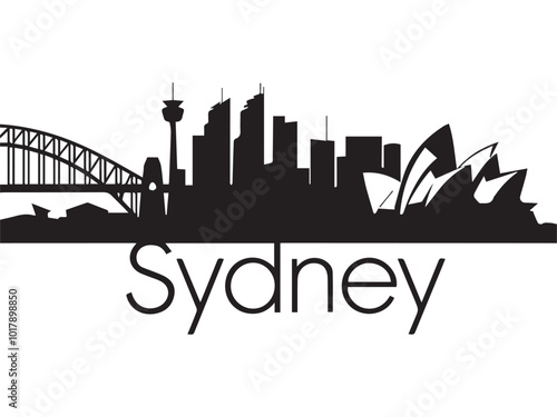 Sydney skyline silhouette Black Sydney city design isolated on white background