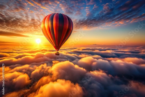 A mesmerizing sunset view from a medium shot araflane flying above the clouds