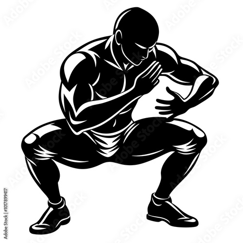 Squat pose silhouette