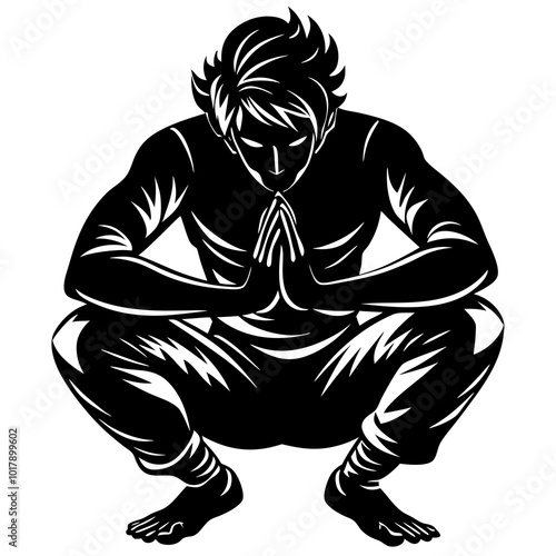 Squat pose silhouette