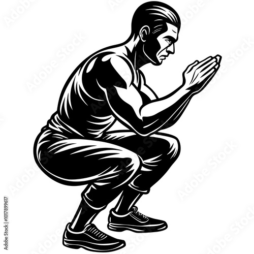 Squat pose silhouette