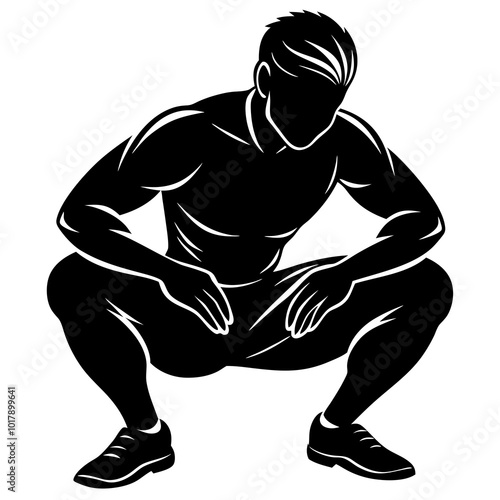 Squat pose silhouette
