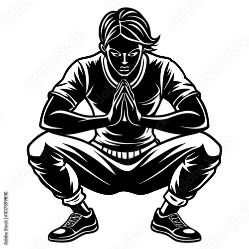 Squat pose silhouette