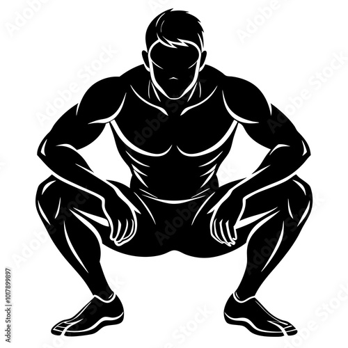 Squat pose silhouette