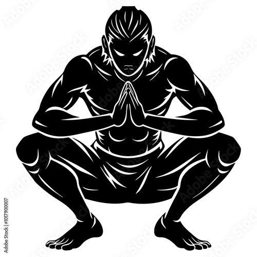 Squat pose silhouette
