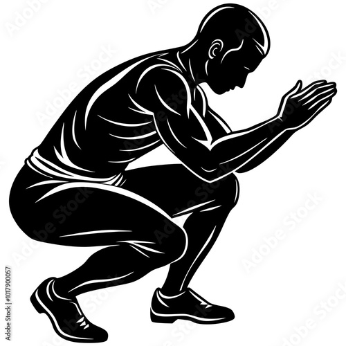 Squat pose silhouette