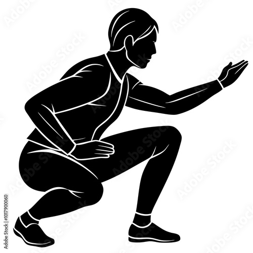 Squat pose silhouette