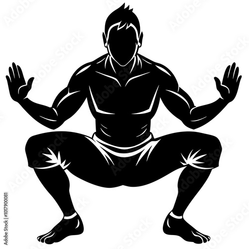 Squat pose silhouette