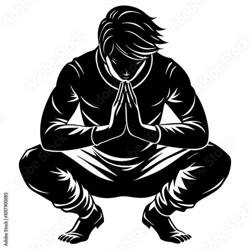 Squat pose silhouette