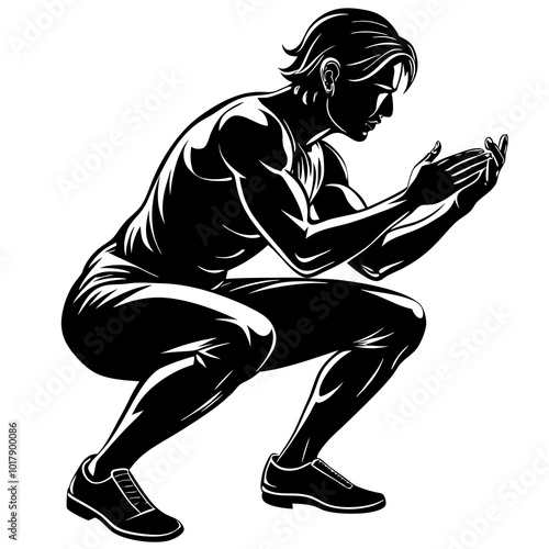 Squat pose silhouette