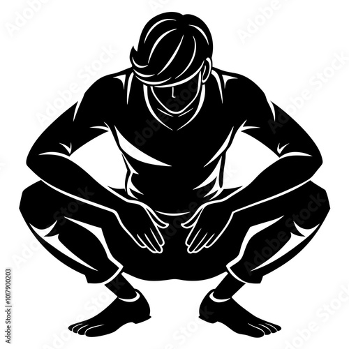 Squat pose silhouette