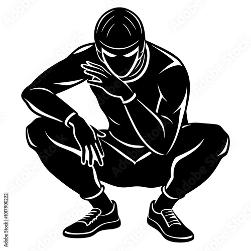 Squat pose silhouette