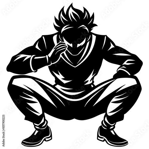 Squat pose silhouette