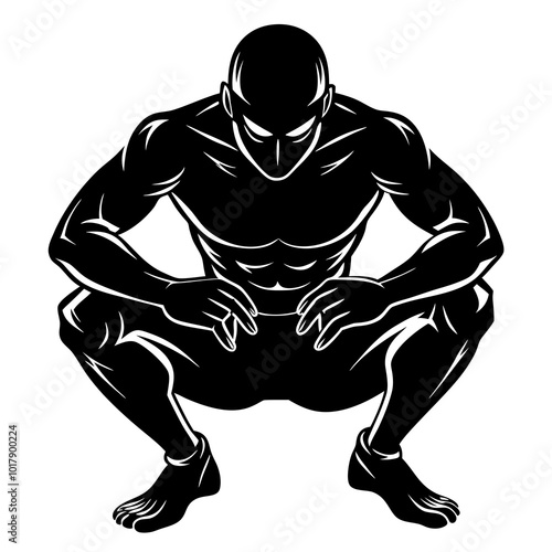 Squat pose silhouette