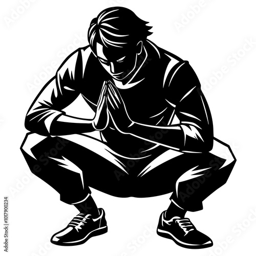 Squat pose silhouette