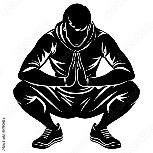 Squat pose silhouette