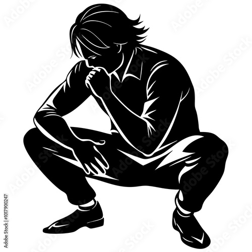 Squat pose silhouette