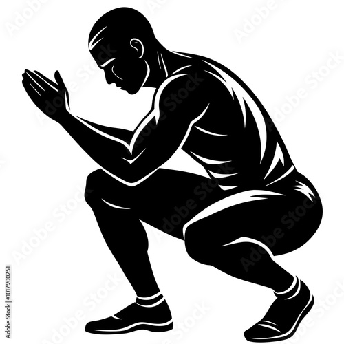 Squat pose silhouette