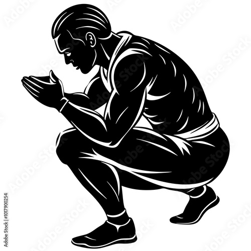 Squat pose silhouette