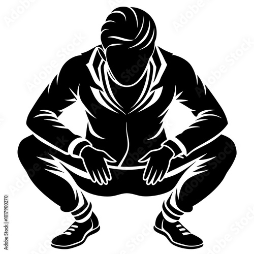 Squat pose silhouette