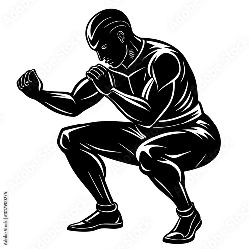 Squat pose silhouette