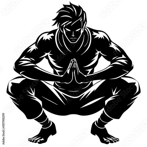 Squat pose silhouette