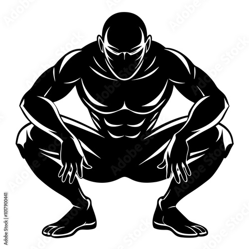 Squat pose silhouette