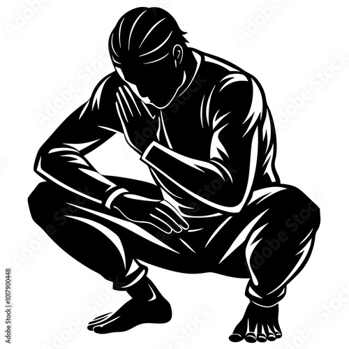 Squat pose silhouette