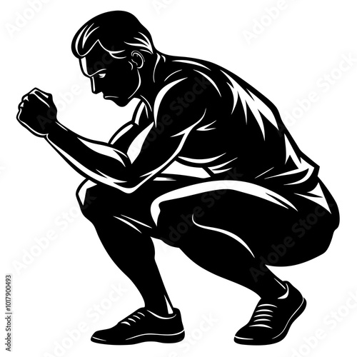 Squat pose silhouette