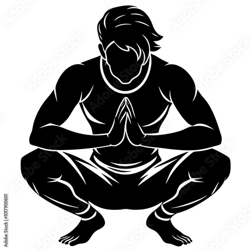 Squat pose silhouette