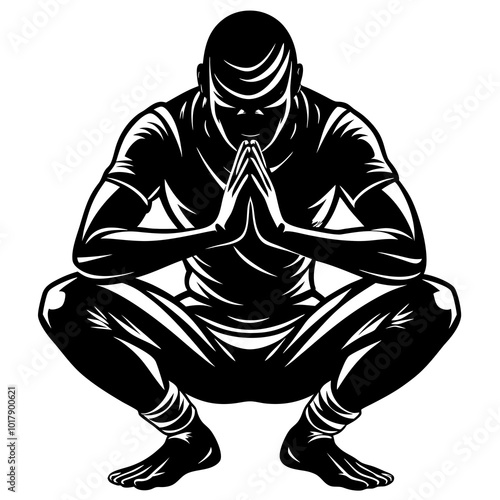 Squat pose silhouette