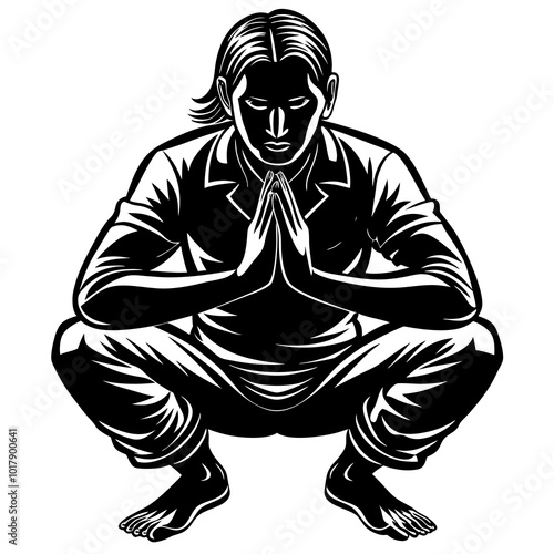 Squat pose silhouette