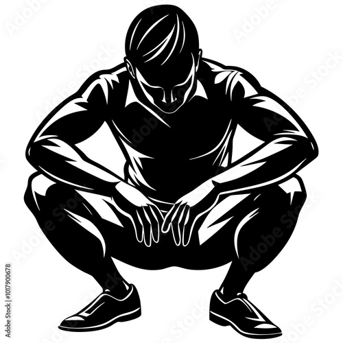Squat pose silhouette