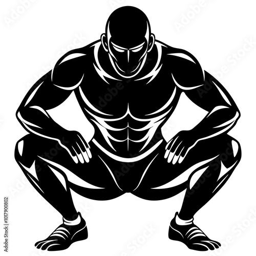 Squat pose silhouette