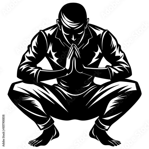 Squat pose silhouette
