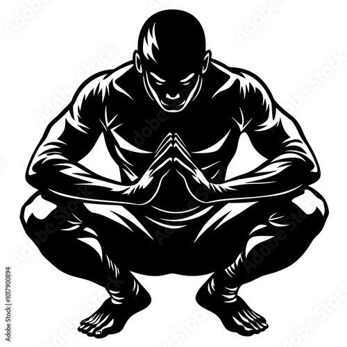 Squat pose silhouette