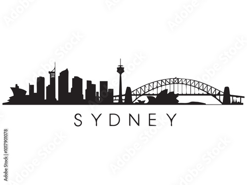 Sydney skyline silhouette Black Sydney city design isolated on white background photo