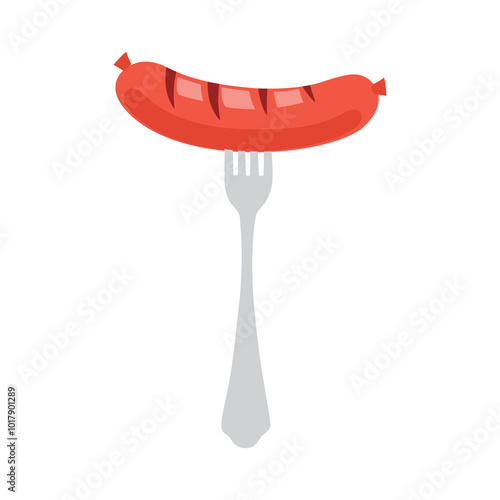 Grilled sausage on fork