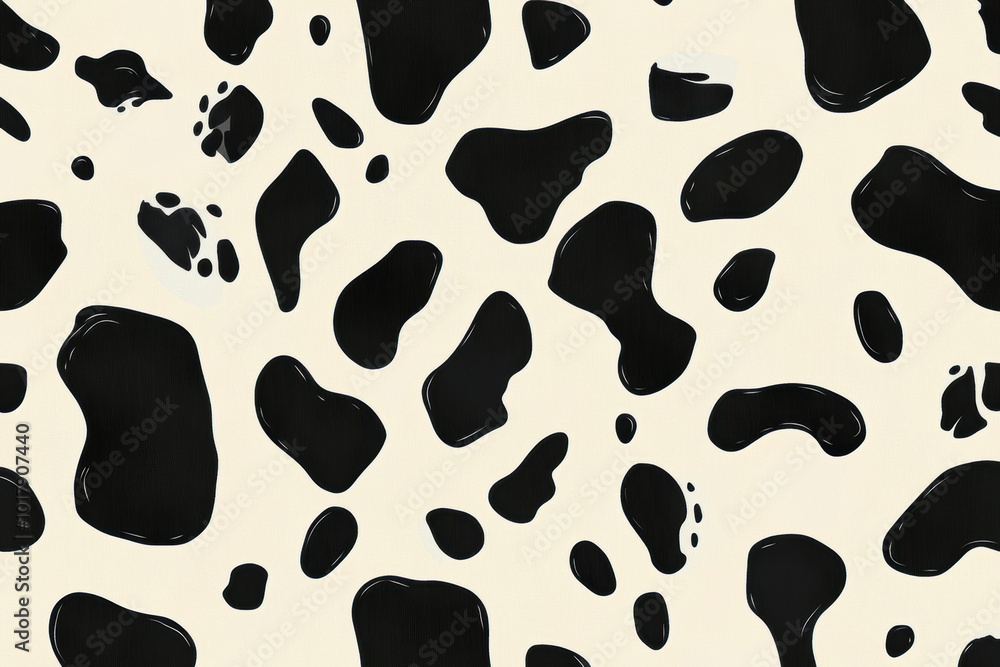 Fototapeta premium animal print design, fun, whimsical cow print doodle pattern in black and white for a cute touch