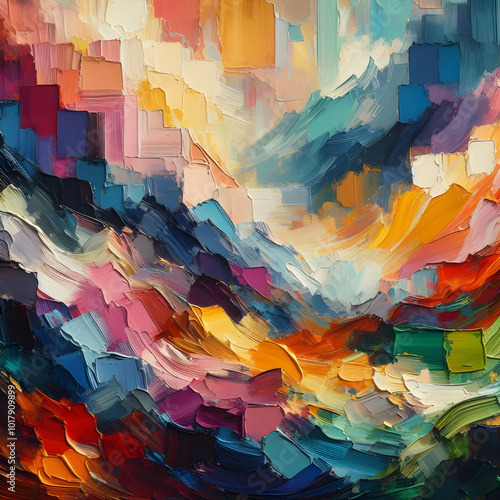 Multicolor Palette Impressionist Texture | A lively blend of bright and bold colors, evoking the energy of impressionist art through a textured, painterly style.