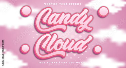 Candy Cloud 3D editable text effect Template suitable for Sweet food product