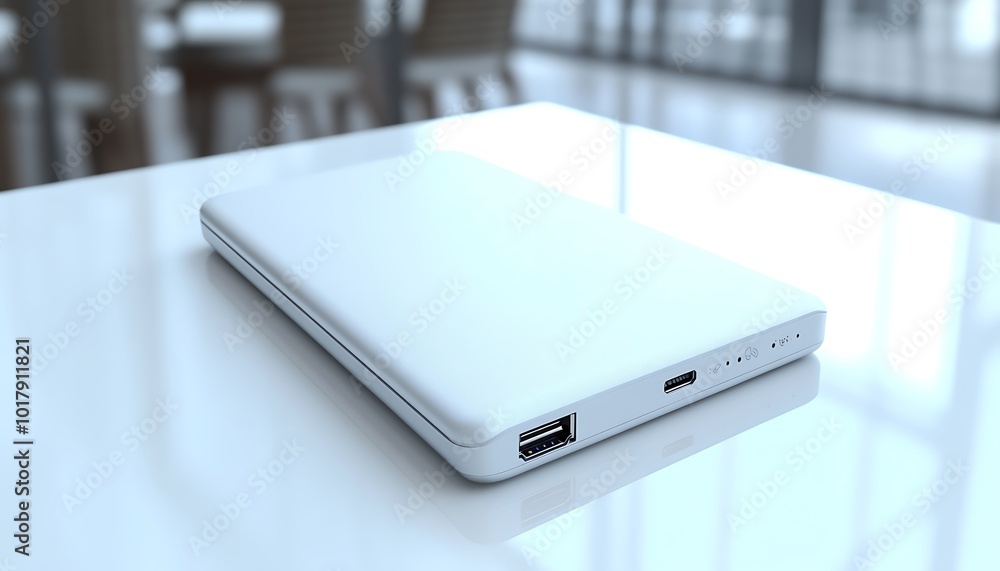 A lightweight laptop power bank with fast charging capabilities, showcased on a clean white surface. A lightweight laptop power bank with fast charging capabilities, showcased on a clean white surface.