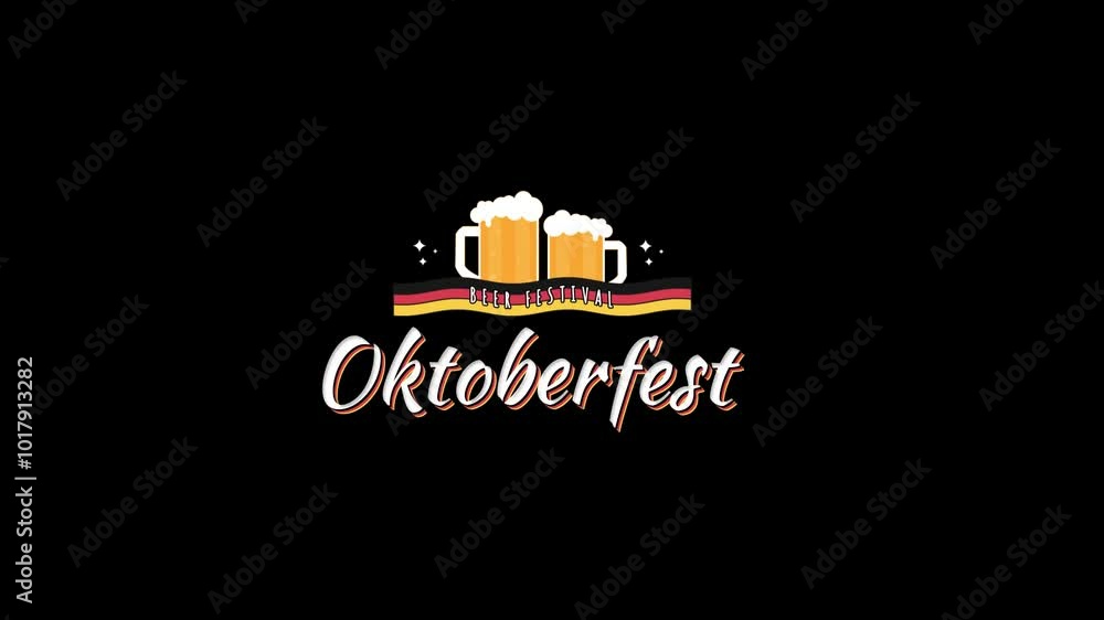 Oktoberfest party logo with fresh beer and ribbon cartoon animation. Oktoberfest party logo with fresh beer and ribbon cartoon animation.