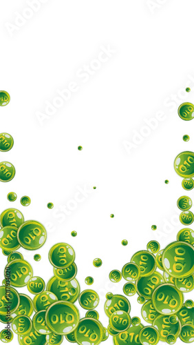 Vitamin Q10 round capsules scattered randomly.