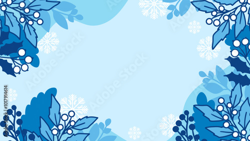 Blue Icy Floral Cool Winter Garden Background. Perfect for holiday cards, seasonal decor, invitations, or any creative project needing a touch of winter elegance.