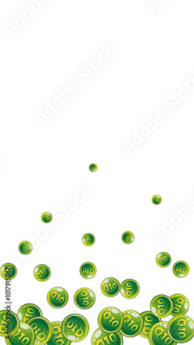 Vitamin Q10 round capsules scattered randomly.